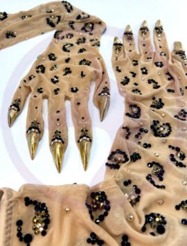 Gold Leopard Claws on Beige Premium Mesh