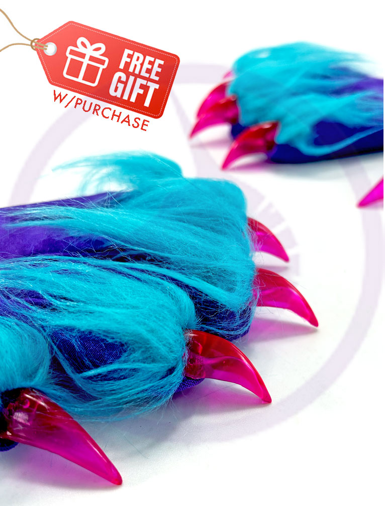 Party Monster - Purple with Teal Fur, Neon Pink Claws