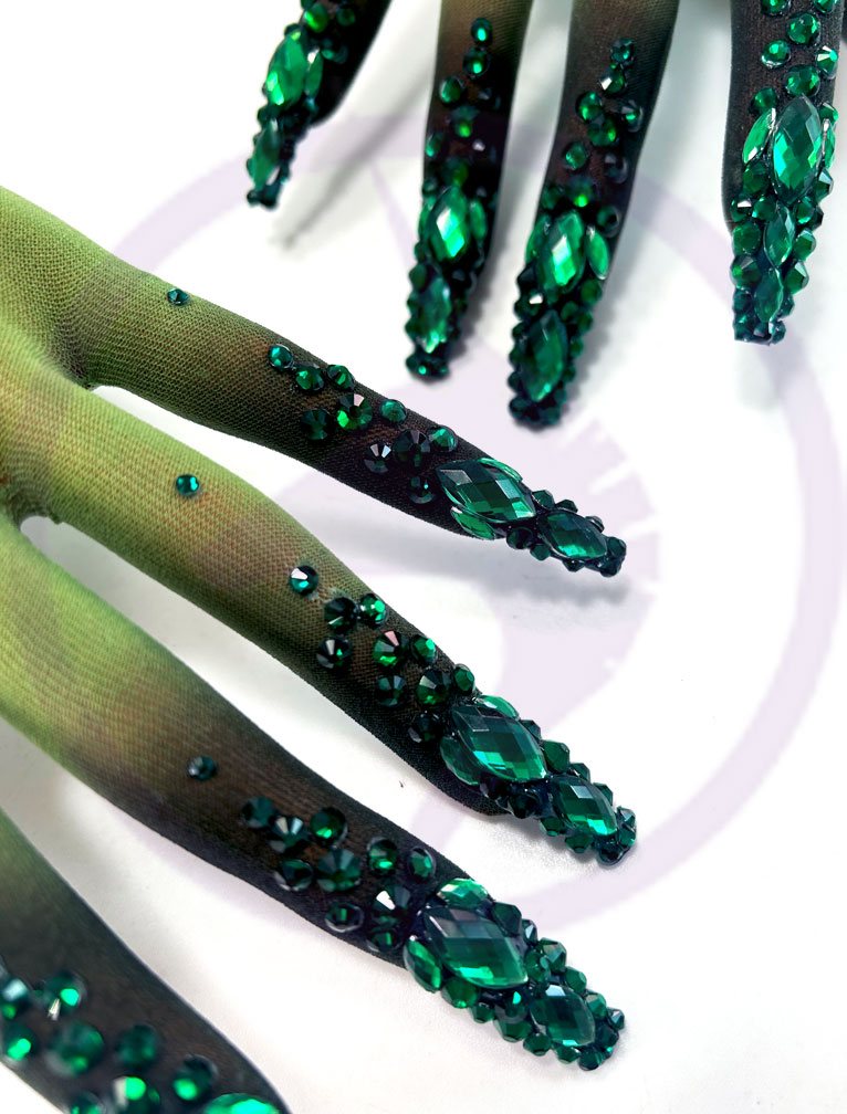 Wicked Diamante Dip on Inked Green Second Skin